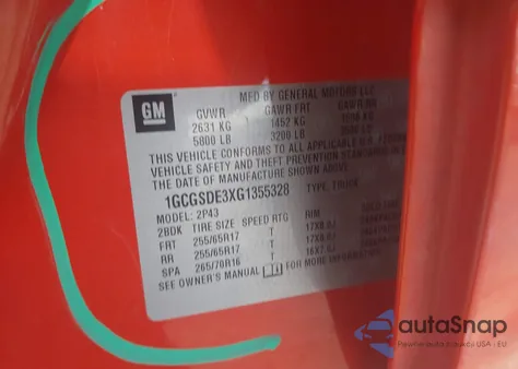 2016 Chevrolet Colorado Z71 из США, поврежденный, VIN 1GCGSDE3XG1355328